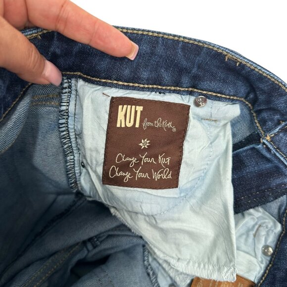 Kut From The Kloth Gidget Fray Hem Denim Shorts Women SZ 8 Blue Medium Wash - Picture 4 of 10